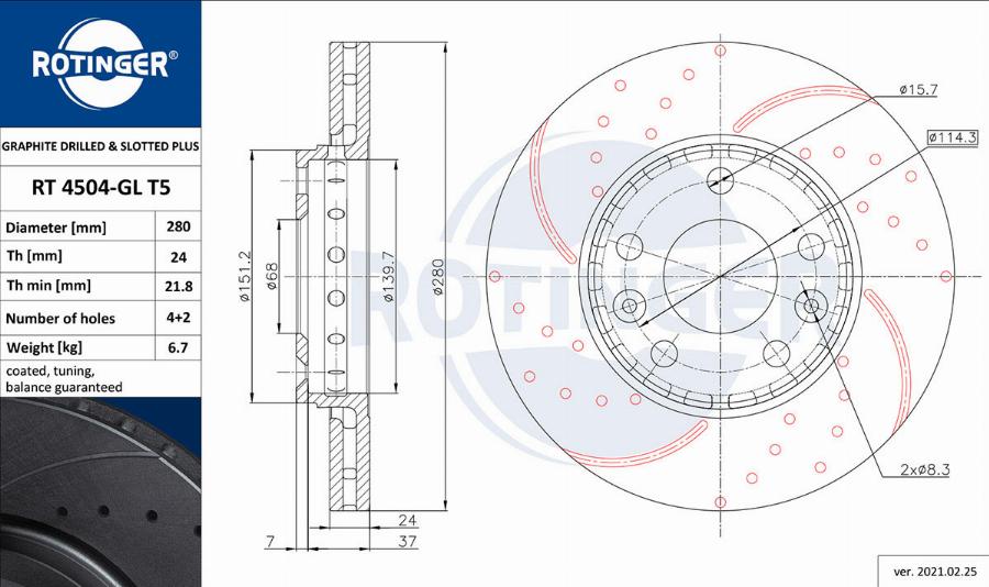 Rotinger RT 4504-GL T5 - Kočioni disk www.molydon.hr