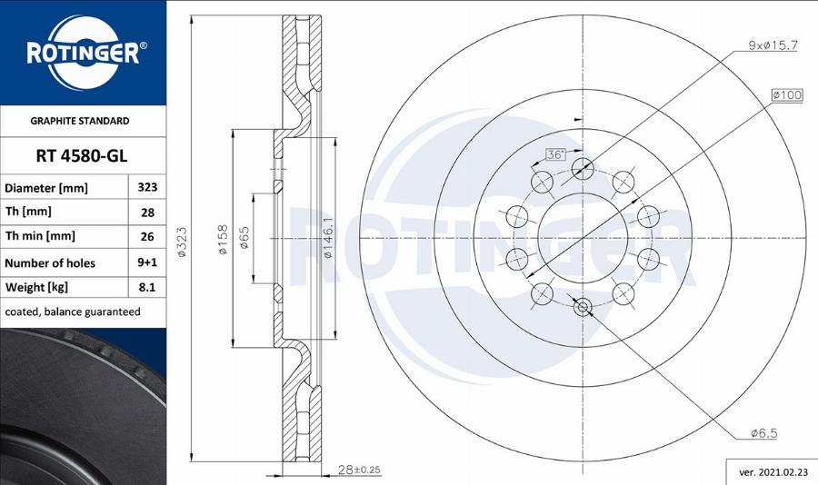 Rotinger RT 4580-GL - Kočioni disk www.molydon.hr