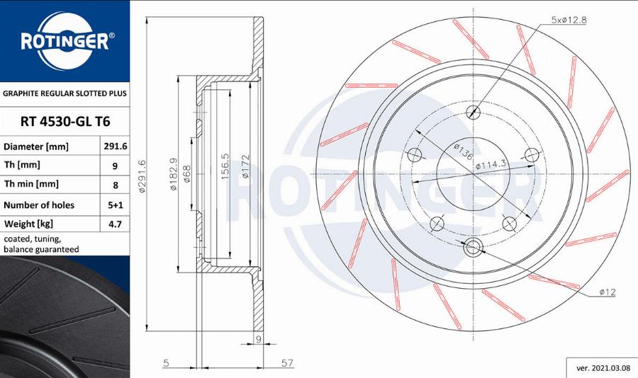 Rotinger RT 4530-GL T6 - Kočioni disk www.molydon.hr