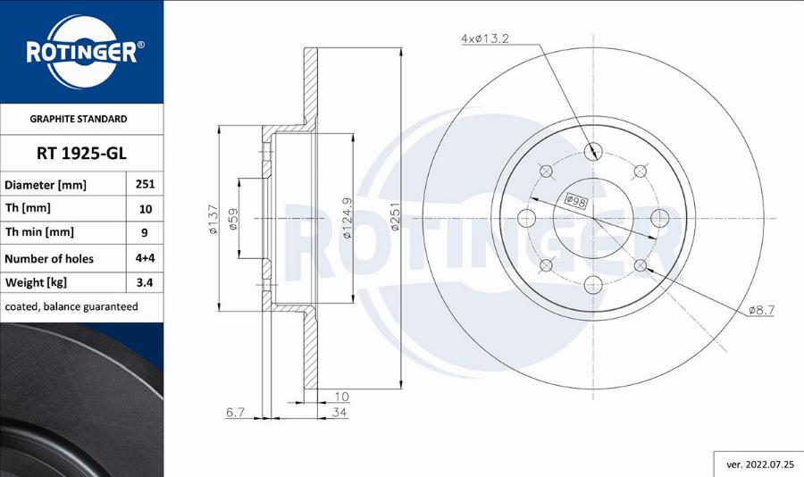 Rotinger RT 1925-GL - Kočioni disk www.molydon.hr