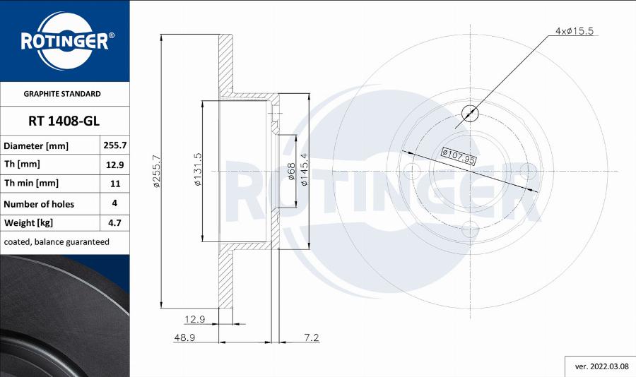 Rotinger RT 1408-GL - Kočioni disk www.molydon.hr