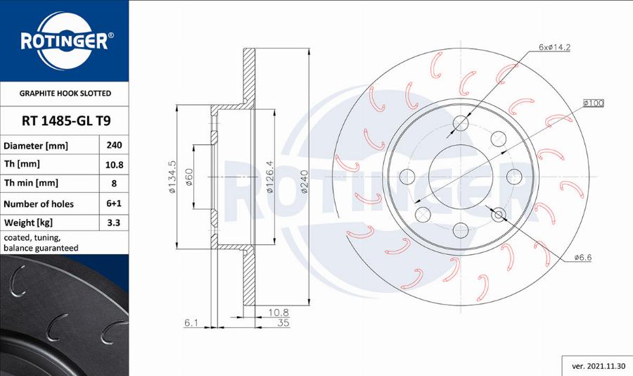 Rotinger RT 1485-GL T9 - Kočioni disk www.molydon.hr