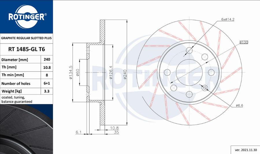 Rotinger RT 1485-GL T6 - Kočioni disk www.molydon.hr