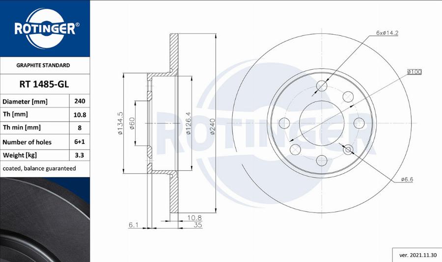 Rotinger RT 1485-GL - Kočioni disk www.molydon.hr