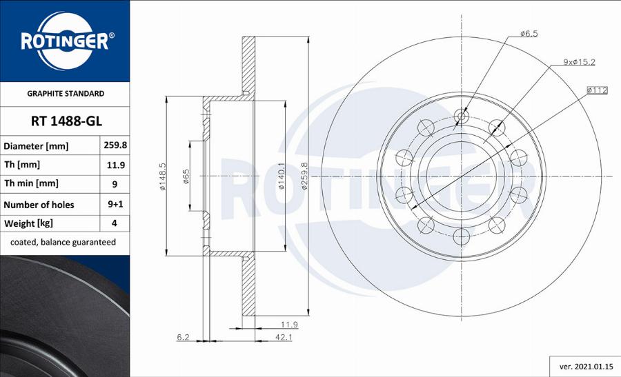 Rotinger RT 1488-GL - Kočioni disk www.molydon.hr