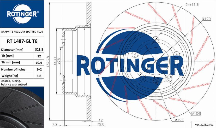 Rotinger RT 1487-GL T6 - Kočioni disk www.molydon.hr