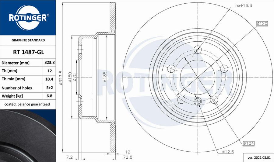 Rotinger RT 1487-GL - Kočioni disk www.molydon.hr