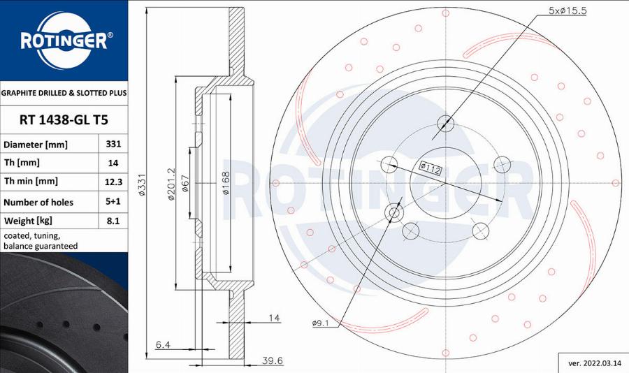 Rotinger RT 1438-GL T5 - Kočioni disk www.molydon.hr