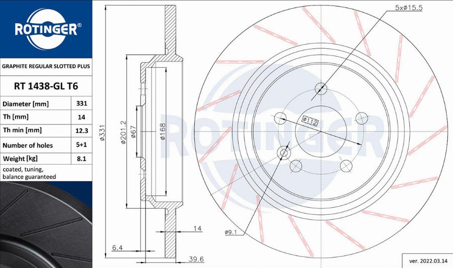 Rotinger RT 1438-GL T6 - Kočioni disk www.molydon.hr