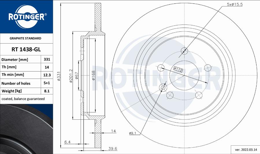 Rotinger RT 1438-GL - Kočioni disk www.molydon.hr