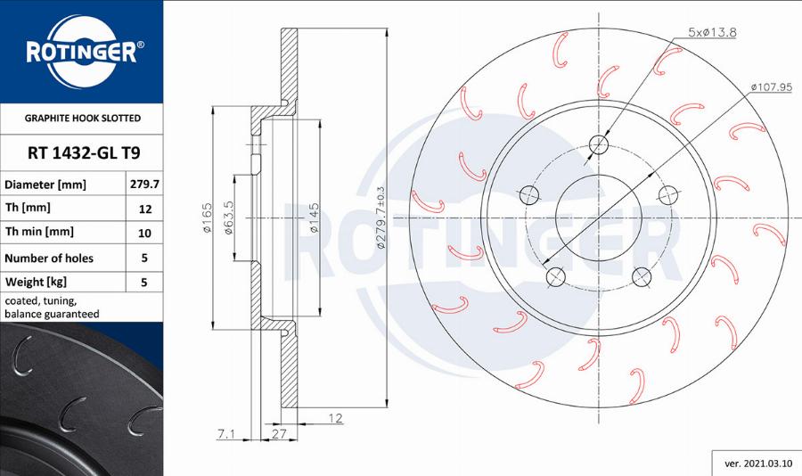 Rotinger RT 1432-GL T9 - Kočioni disk www.molydon.hr