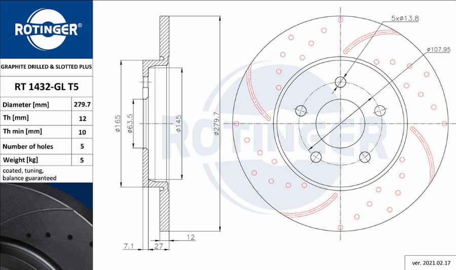 Rotinger RT 1432-GL T5 - Kočioni disk www.molydon.hr