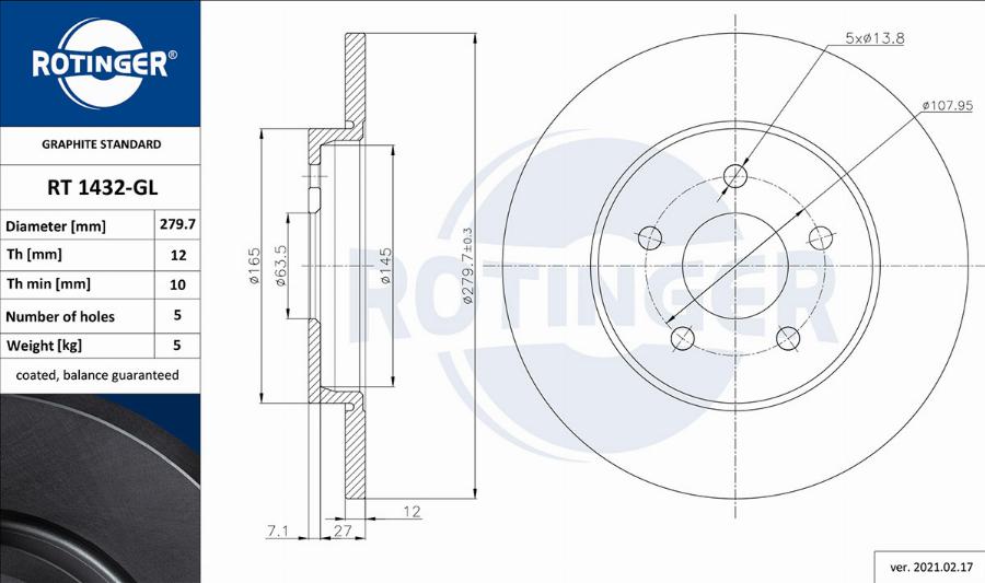 Rotinger RT 1432-GL - Kočioni disk www.molydon.hr