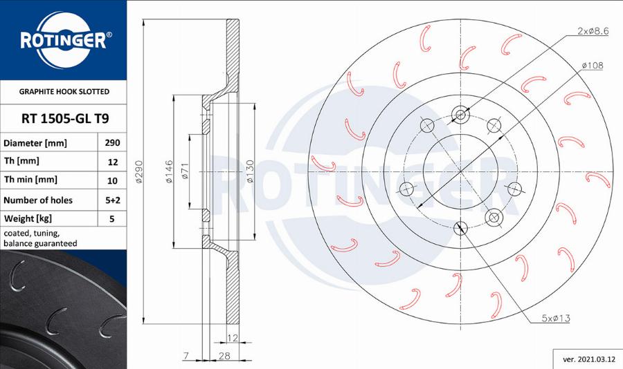 Rotinger RT 1505-GL T9 - Kočioni disk www.molydon.hr