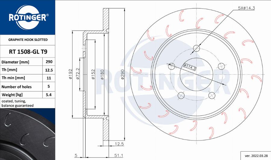 Rotinger RT 1508-GL T9 - Kočioni disk www.molydon.hr