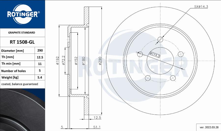 Rotinger RT 1508-GL - Kočioni disk www.molydon.hr