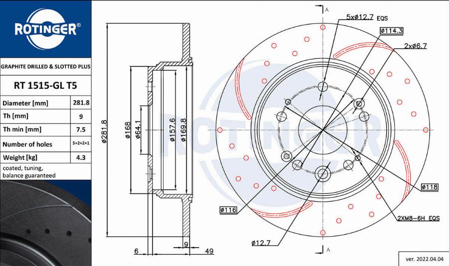 Rotinger RT 1515-GL T5 - Kočioni disk www.molydon.hr