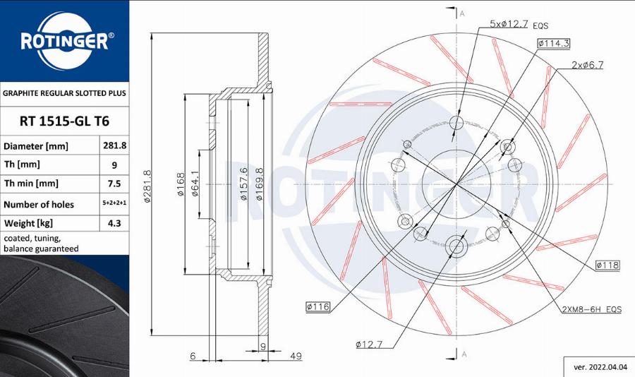 Rotinger RT 1515-GL T6 - Kočioni disk www.molydon.hr