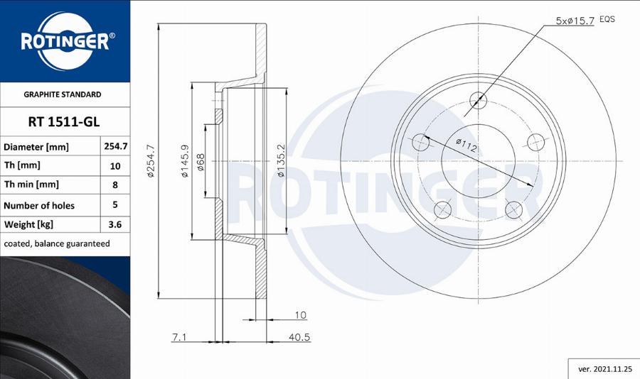 Rotinger RT 1511-GL - Kočioni disk www.molydon.hr