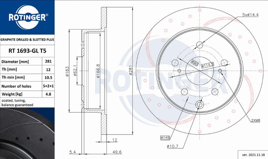 Rotinger RT 1693-GL T5 - Kočioni disk www.molydon.hr