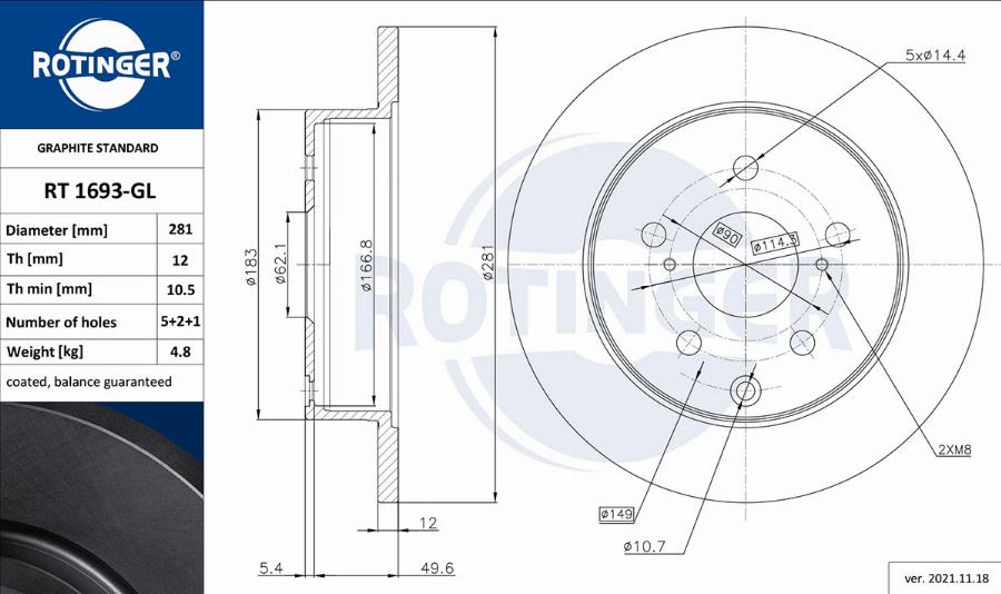 Rotinger RT 1693-GL - Kočioni disk www.molydon.hr