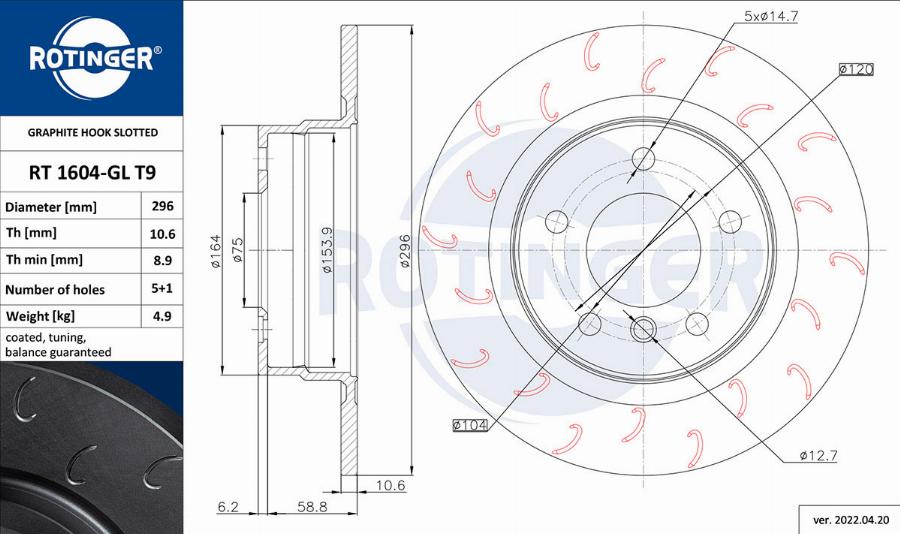 Rotinger RT 1604-GL T9 - Kočioni disk www.molydon.hr