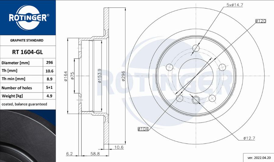 Rotinger RT 1604-GL - Kočioni disk www.molydon.hr