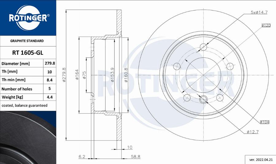 Rotinger RT 1605-GL - Kočioni disk www.molydon.hr