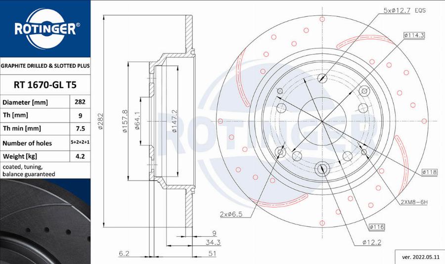 Rotinger RT 1670-GL T5 - Kočioni disk www.molydon.hr