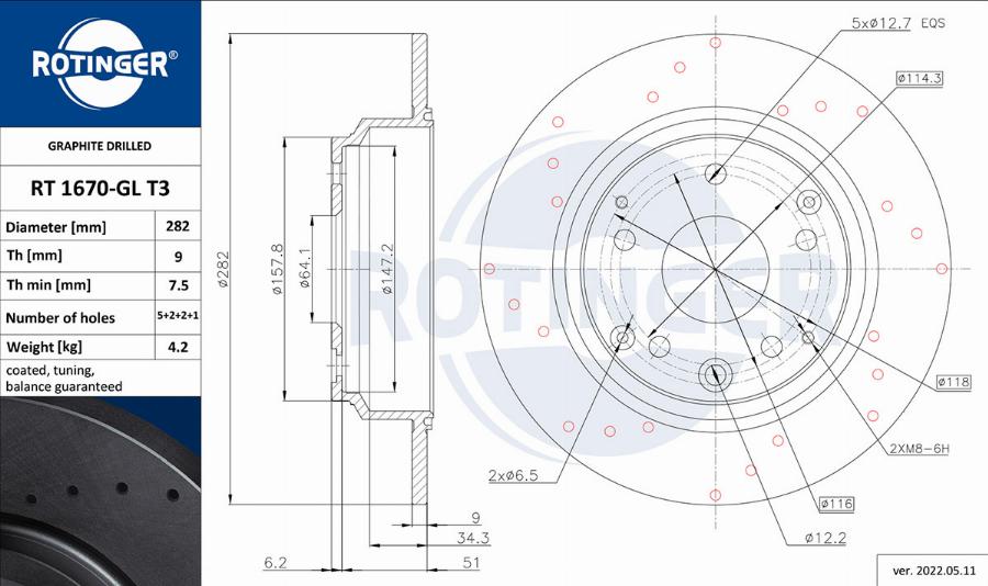 Rotinger RT 1670-GL T3 - Kočioni disk www.molydon.hr