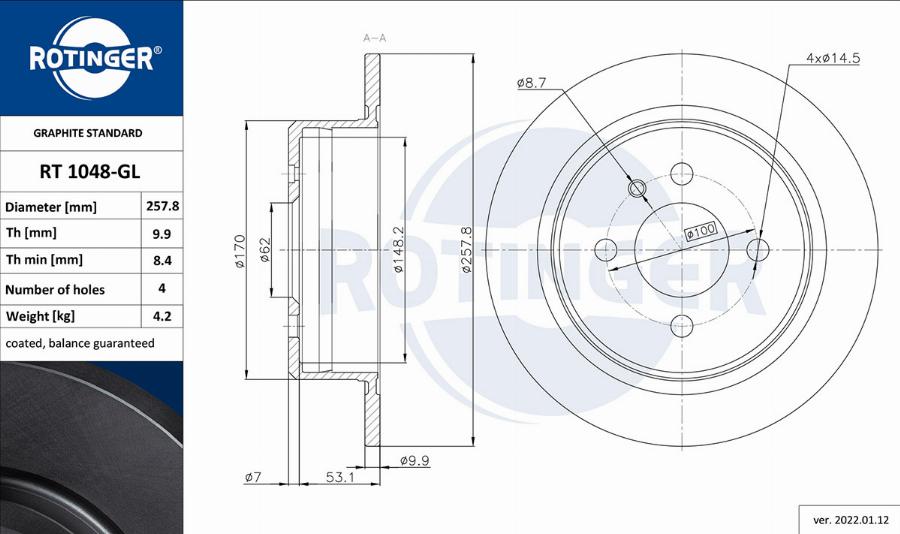 Rotinger RT 1048-GL - Kočioni disk www.molydon.hr