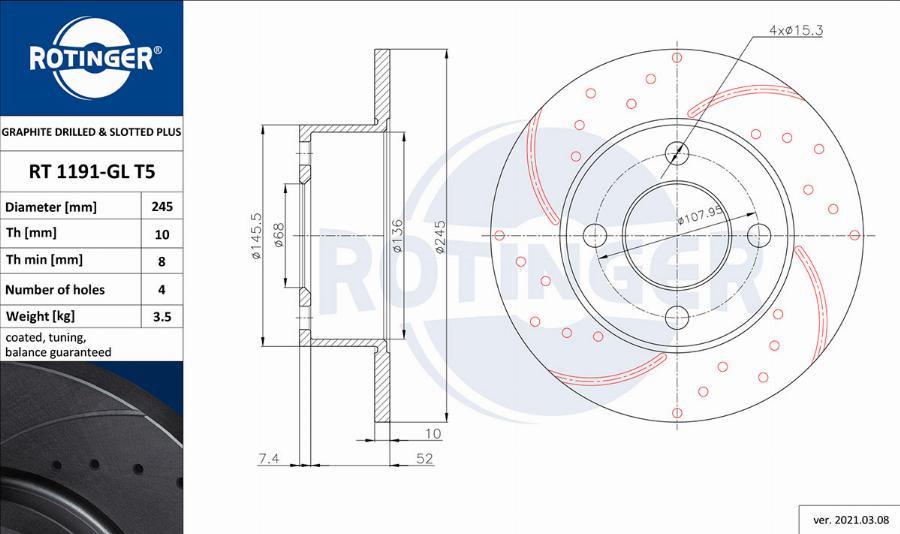 Rotinger RT 1191-GL T5 - Kočioni disk www.molydon.hr