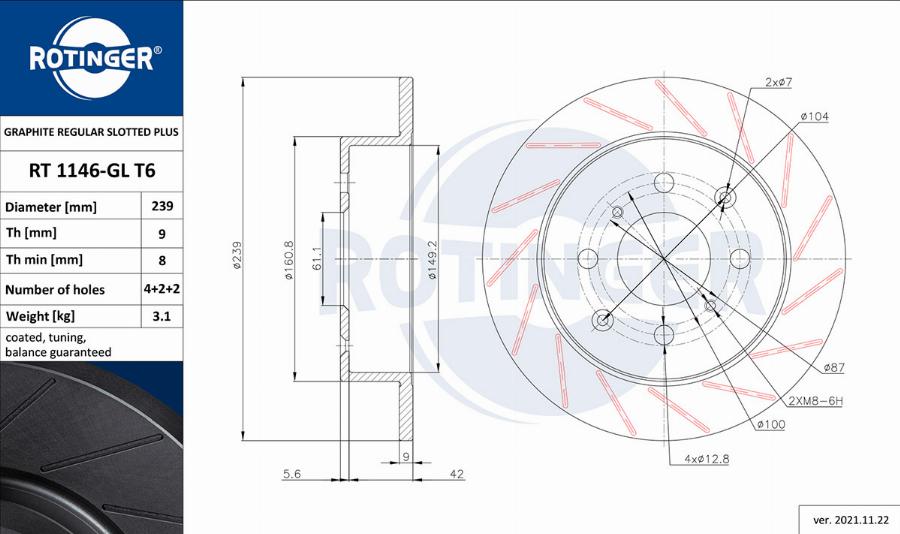 Rotinger RT 1146-GL T6 - Kočioni disk www.molydon.hr