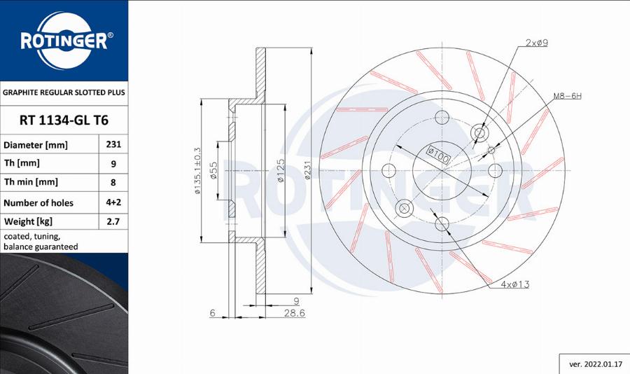 Rotinger RT 1134-GL T6 - Kočioni disk www.molydon.hr