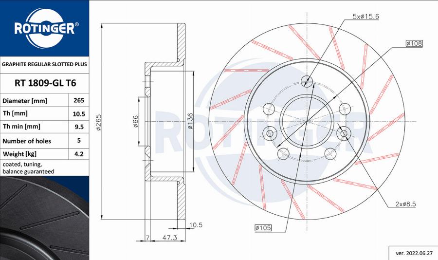 Rotinger RT 1809-GL T6 - Kočioni disk www.molydon.hr