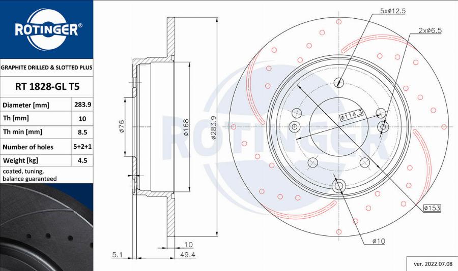 Rotinger RT 1828-GL T5 - Kočioni disk www.molydon.hr