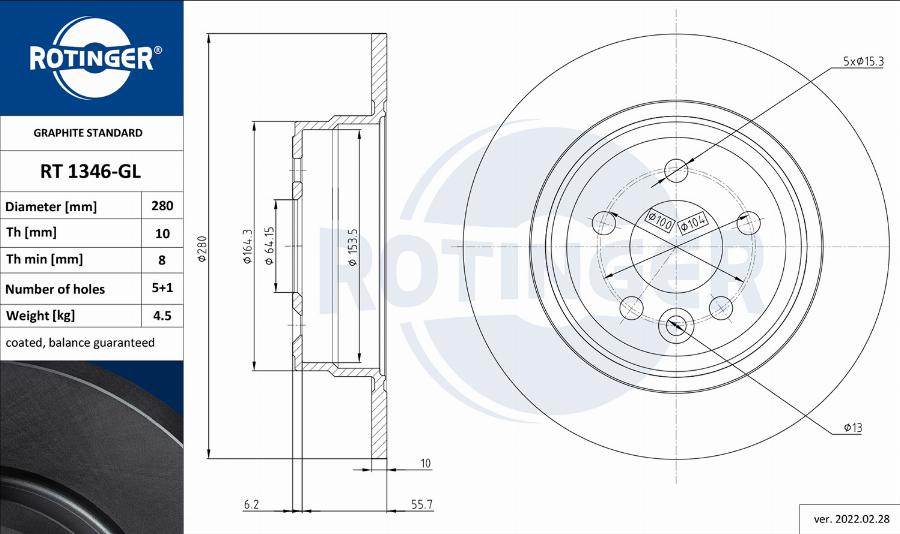 Rotinger RT 1346-GL - Kočioni disk www.molydon.hr