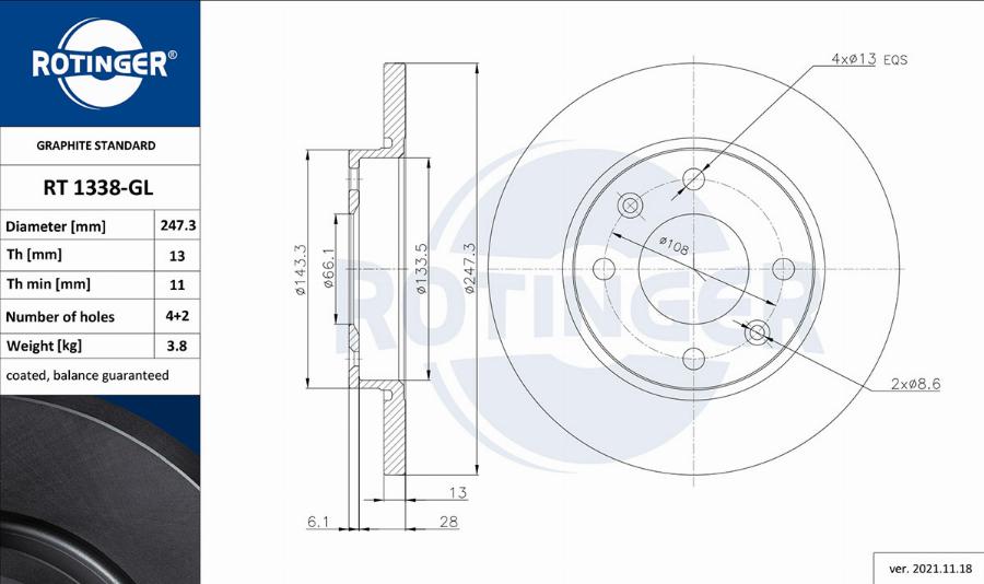 Rotinger RT 1338-GL - Kočioni disk www.molydon.hr