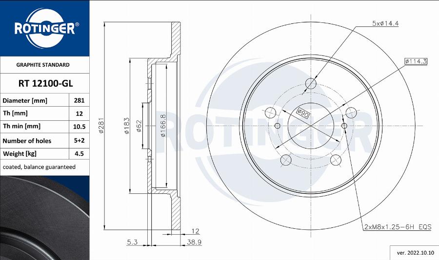 Rotinger RT 12100-GL - Kočioni disk www.molydon.hr