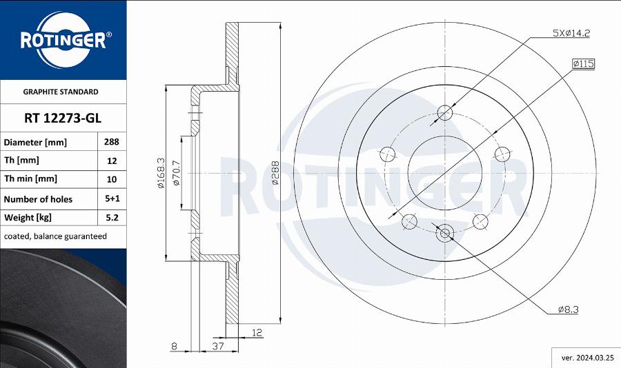 Rotinger RT 12273-GL - Kočioni disk www.molydon.hr