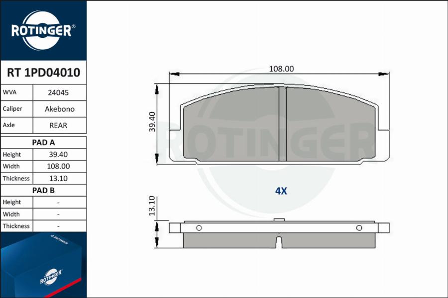 Rotinger RT 1PD04010 - Komplet Pločica, disk-kočnica www.molydon.hr