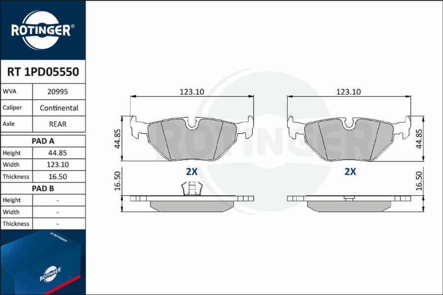 Rotinger RT 1PD05550 - Komplet Pločica, disk-kočnica www.molydon.hr