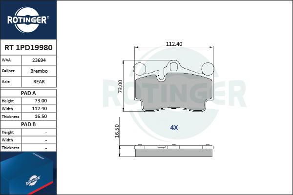 Rotinger RT 1PD19980 - Komplet Pločica, disk-kočnica www.molydon.hr