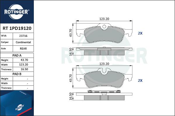 Rotinger RT 1PD19120 - Komplet Pločica, disk-kočnica www.molydon.hr