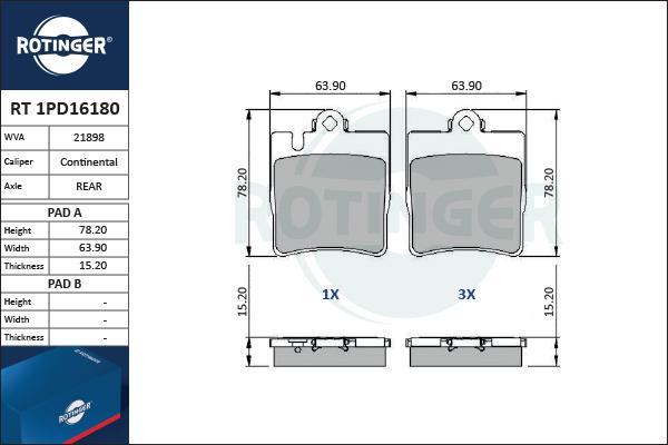 Rotinger RT 1PD16180 - Komplet Pločica, disk-kočnica www.molydon.hr