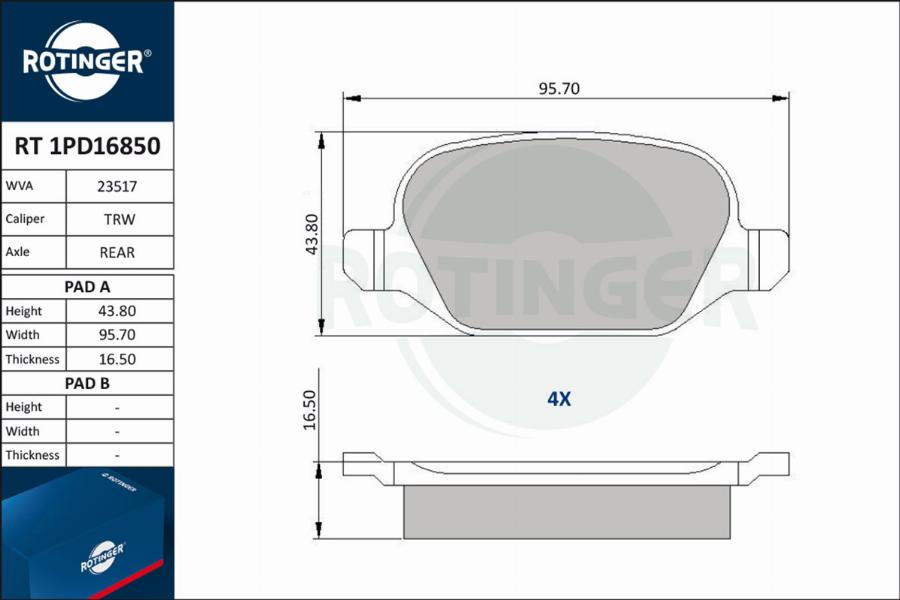 Rotinger RT 1PD16850 - Komplet Pločica, disk-kočnica www.molydon.hr