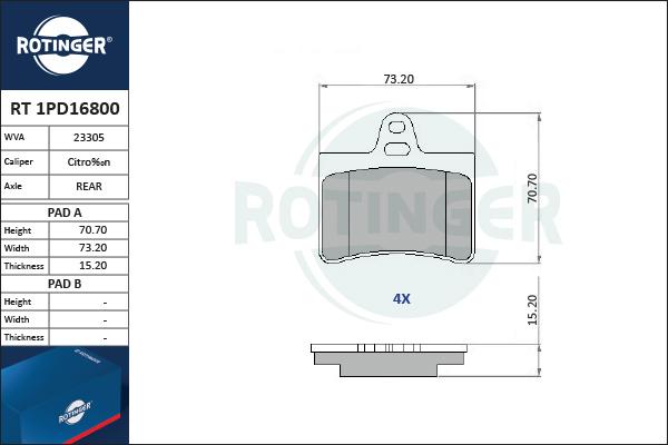 Rotinger RT 1PD16800 - Komplet Pločica, disk-kočnica www.molydon.hr