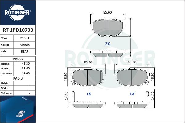 Rotinger RT 1PD10730 - Komplet Pločica, disk-kočnica www.molydon.hr