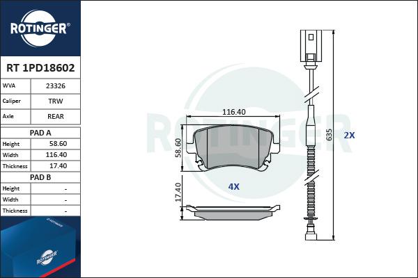 Rotinger RT 1PD18602 - Komplet Pločica, disk-kočnica www.molydon.hr