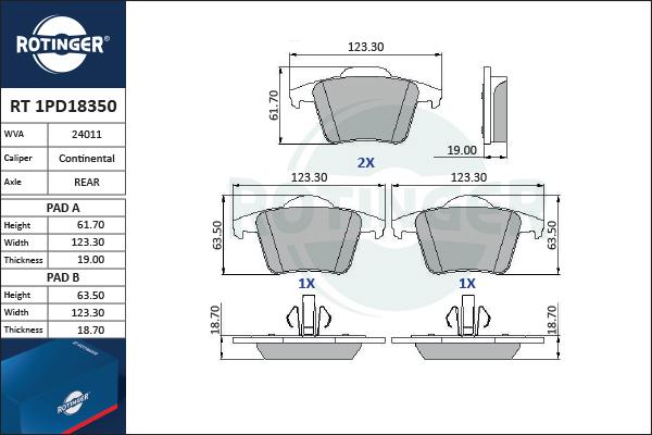 Rotinger RT 1PD18350 - Komplet Pločica, disk-kočnica www.molydon.hr